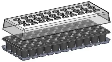 Міні парник 44 комірки  490x195x65 мм ПЕТ для розсдади